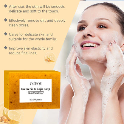 Turmeric Face Soap Facial Cleanser Set Gentle Cleaning Lemon Turmeric Essence Skin Purifying Soap Facial Cleanser Skin Care Set