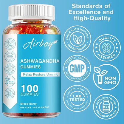 Ashwagandha Gummies - Balance Cortisol Levels, Improve Sleep Quality, Relieve Stress, Relax, Enhance Memory and Concentration
