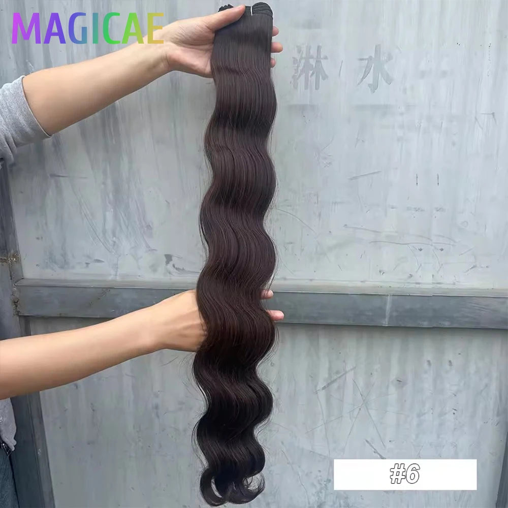 30 Inches 200 grams Ombre Blond 27/613 Body Wave Sliver White Hair Bundles Synthetic High Temperature Brown Orange Human-Like