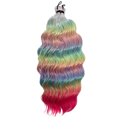 Anna 24Inches 3Pcs 300grams Body Wave Crochet Braids Sliver White Ombre Rainbow Hair Extensions Water Colored Blond 613 Braiding