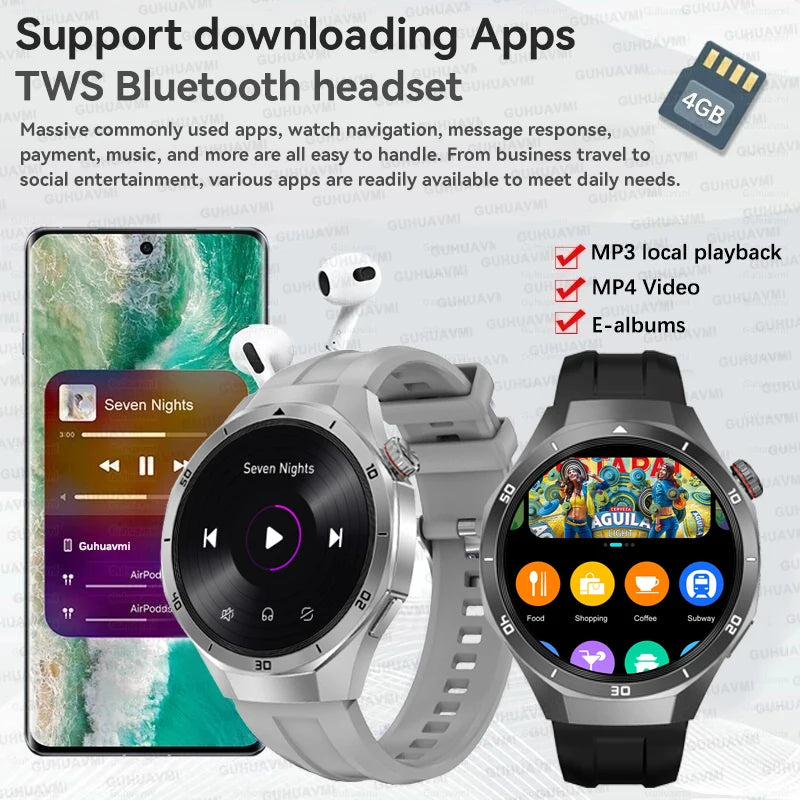 DT5 Pro Watch 32Gb Memory Local Music Bluetooth Call GPS Tracker Compass 3D Menu Bluetooth Smart Watch Men Women 2025