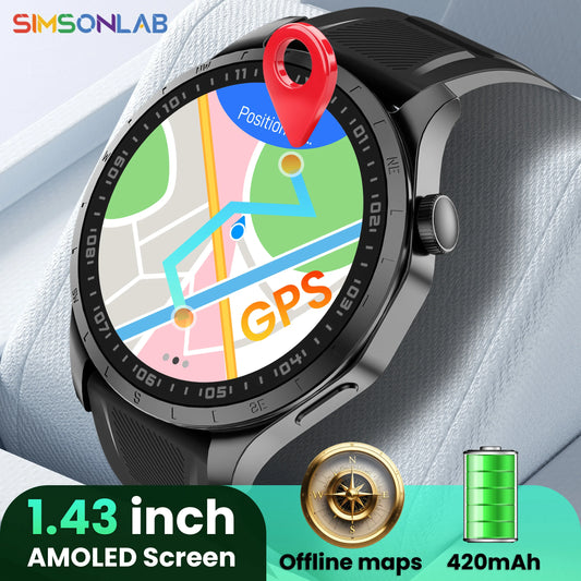 New Military Smartwatch GPS Offline Map Health Monitor Voice Assistant AMOLED Waterproof BT Call Sport Smart Watch For Man Women