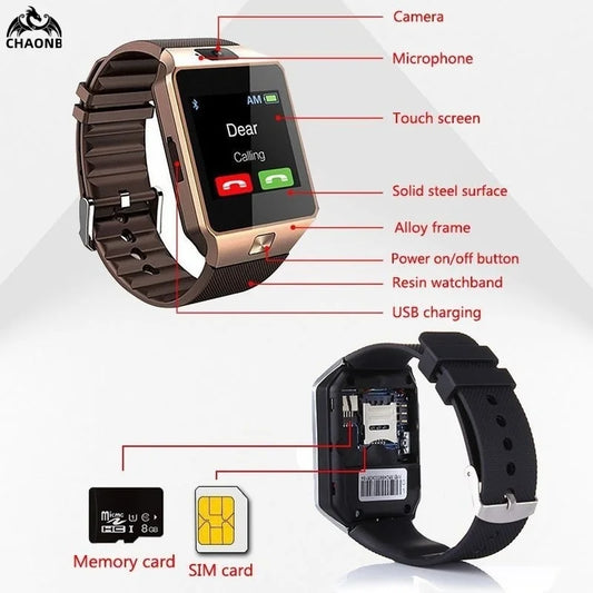 Digital Touch Smart Watch Bluetooth Call Alarm Music Activity Tracker SIM Card Sports Smartwatch Support For Ios Android Phones