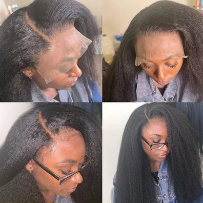 34 Inch 13X4 Transparent Yaki Kinky Straight Lace Front Human Hair Wigs For Women Curly 4X4 Closure Wig Pre Plucked Wig On Sale