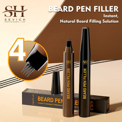 Waterproof Beard Pen Filler Men Moustache Coloring Pen Beard Coloring Filling Enhancer Black Fiber Hair Beard Stuffing Pen Tool