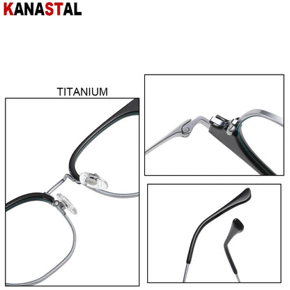 Women Titanium Eyeglasses Frame Men Blue Light Blocking Glasses Literary Square Computer Goggles Anti Rays Optics Eyewear Frame