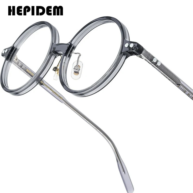 HEPIDEM Acetate Glasses Men Brand Designer Round Women Nerd Eyeglasses Frame Japanese Handmade Spectacles Vintage Eyewear 9191