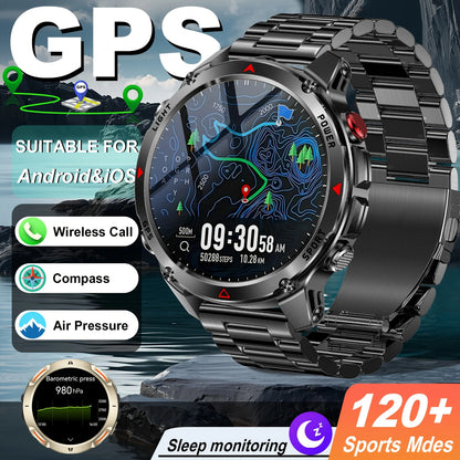 Military T-Rex 3 GPS Waterproof Smart Watch 1.46"HD AMOLED Built-in 6 Frequency Satellite Outdoors Sports Fitness Smart Bracelet