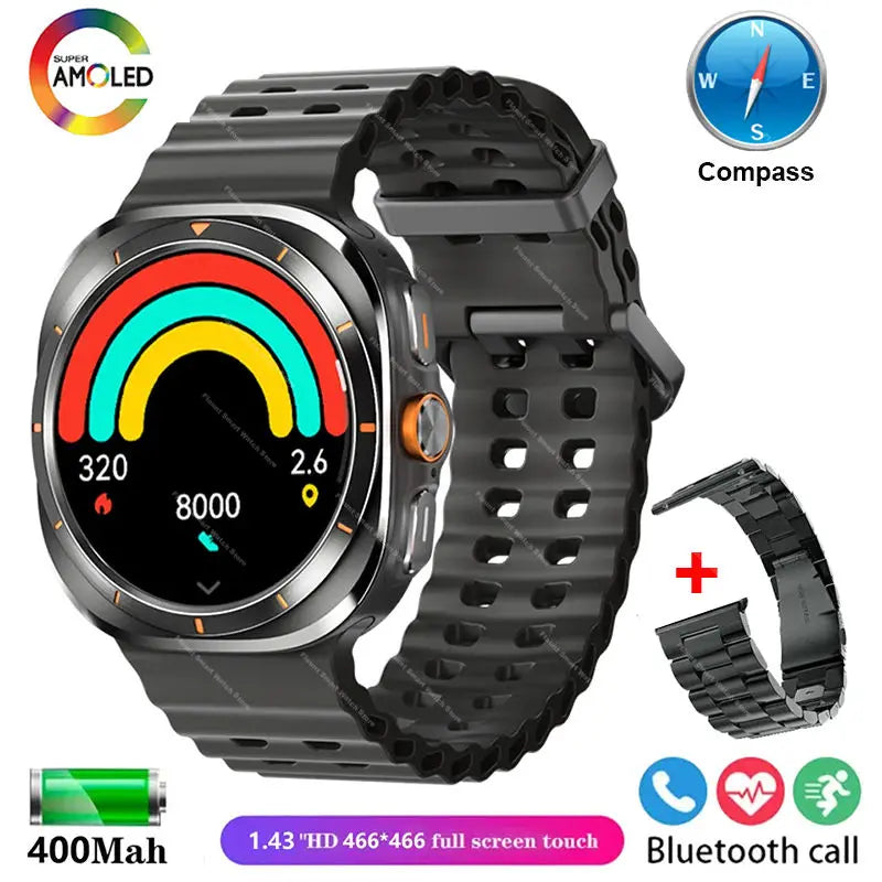 2025 New Watch Ultra Official Original Smartwatch 47mm AMOLED ChatGPT GPS NFC Compass Clock Bluetooth Call Smart Watch Men Women