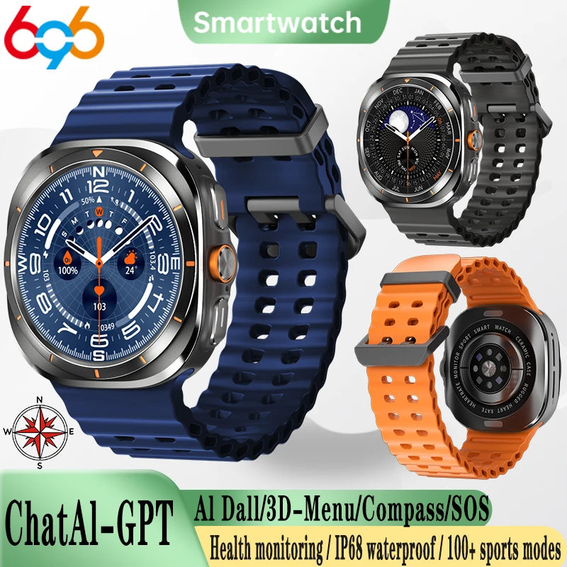 SOS Watch 7 Ultra GPS Compass Smart Watches Outdoor Sports BT Call Smartwatch Men Women IP68 Waterproof 3D Menu Health Monitor