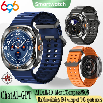 SOS Watch 7 Ultra GPS Compass Smart Watches Outdoor Sports BT Call Smartwatch Men Women IP68 Waterproof 3D Menu Health Monitor