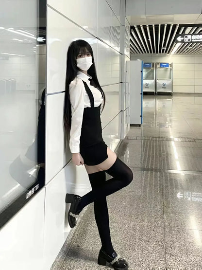 American Style Women's Spring Summer New 2023 Pleated Shirt Collar Tie Backless Hip Package Dress 2-piece Set China Origin