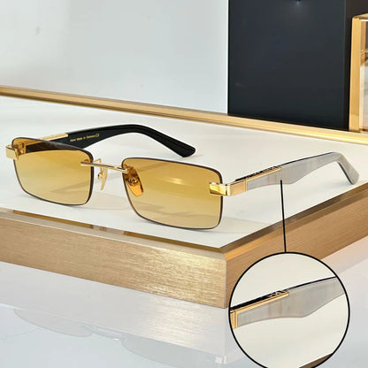 THE ARTIST III Designer Rimless Sunglasses Rectangle Men Alloy Acetate Germany Brand Trendy Classical High Quality Women UV400