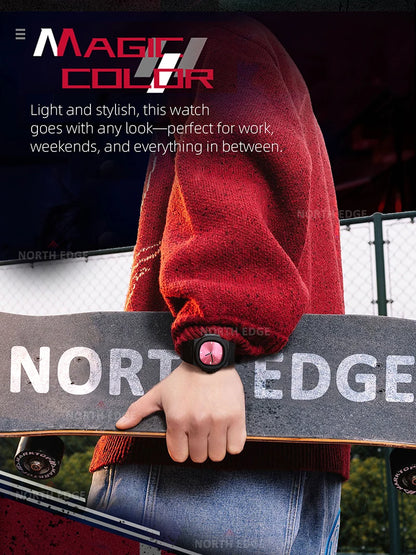 NORTH EDGE VOLT New Smart Watch Men Digital Watch Sports Swimming Fashion Simple Light Square Watch For Men Women Waterproof 50M