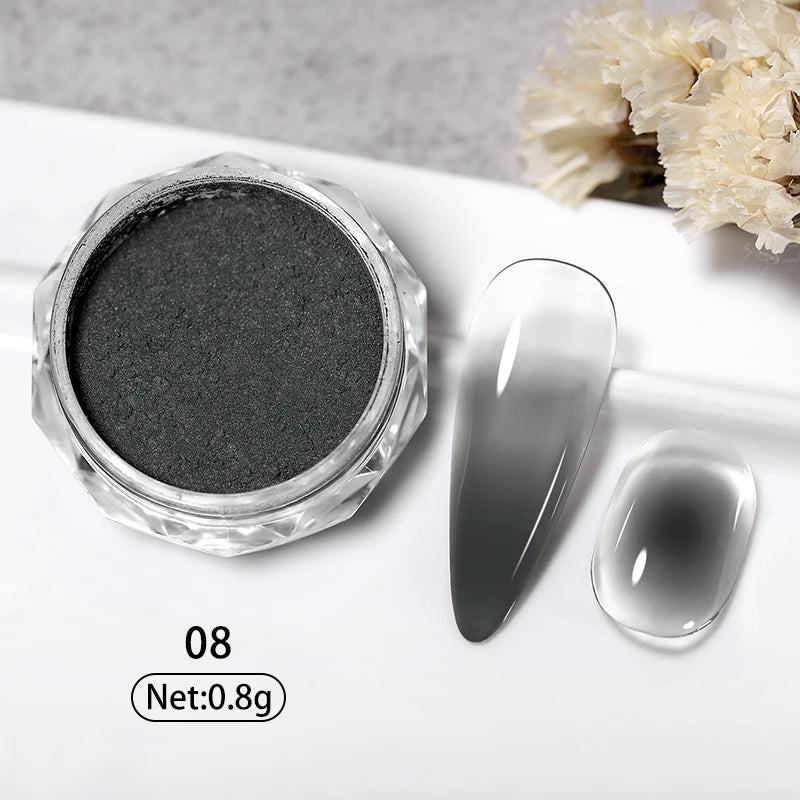 1 Box Aurora White Chrome Nail Powder Sparkling Mirror Pearl Pigments Nail Glitter White Rubbing Dust Nail Art Manicure Decorate