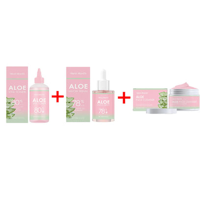 Soothing Facial Toner Serum Cleanser Relieve Redness Improve Dry Fade Dark Spots Remove Dirt Hydrating Brighting Aloe Repair Set