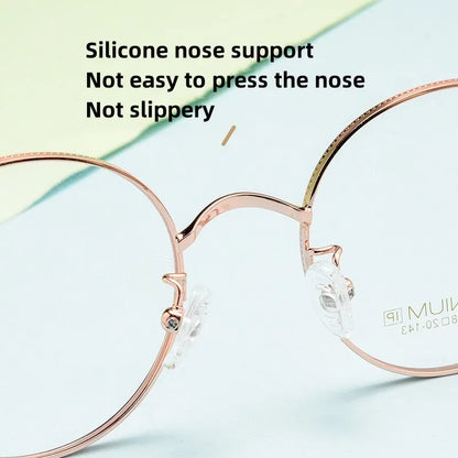 FIRADA Luxury Fashion Eyewear Women's Retro Round Titanium Eyeglasses Optical Prescription Glasses Frame For Men And Women 8021A