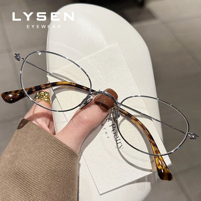 LYSEN Vintage Pure Titanium Oval Frame Myopia Prescription Glasses Blue Light Blocking Reading Glasses Customizable Progressive