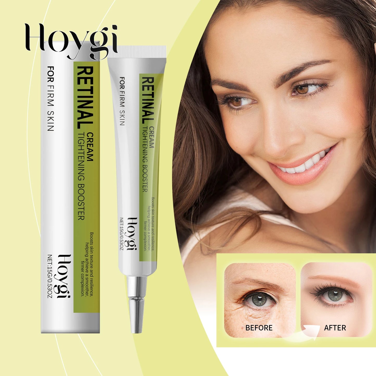 Hoygi 15g Retinol Eye Cream Gentle Renewing Formula for Delicate Eye Area Hydrates Improves Skin Texture Night Use Recommended
