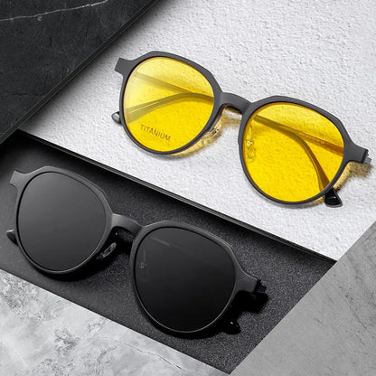 MOMOJA Fashion TR90 Polarized Magnetic Clip-on Glasses Retro Round Optical Prescription Eyeglasses Frames for Men and Women 8507