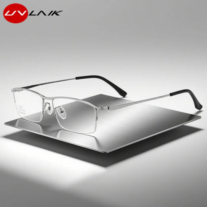 Simple Versatile Glasses Frame Men Ultralight Pure Titanium Square Half Frame Transparent Lens High Quality Optical Eyeglasses