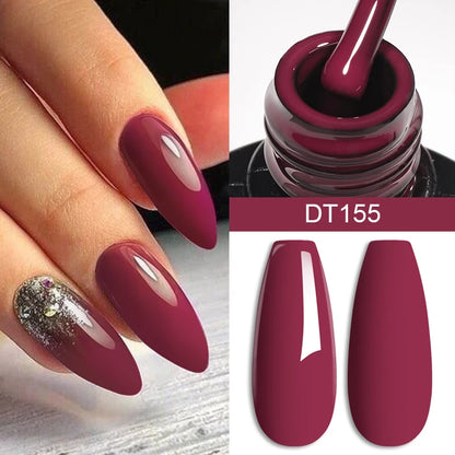 7ML Wine Red Gel Nail Polish Christmas Red Glitter Semi Permanent Varnish Nail Supplies Soak Off UV LED Nail Art Gel Polish DIY