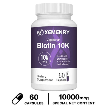 Biotin 10,000mcg - with Coconut Oil Vitamin, for Hair Growth, Care Hair, Skin and Nails