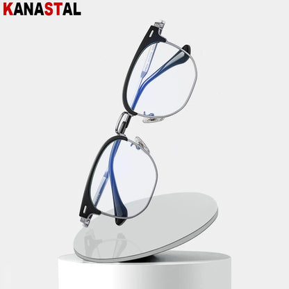 Women Titanium Eyeglasses Frame Men Blue Light Blocking Glasses Literary Square Computer Goggles Anti Rays Optics Eyewear Frame