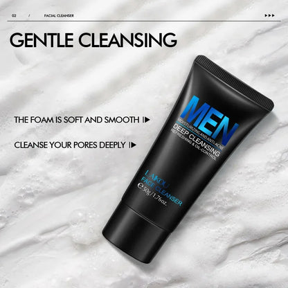 Men's facial Cleanser Rich Foam Deep Clean Remove Grease Improve Oily Face Wash Cream Gentle Moisturizing Remove Blackhead