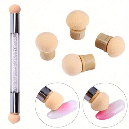 Double-ended Gradient Shading Pen Dotting Brush Sponge Head Rhinestone Handle Nail Art Brush Nail Art Painting Manicure Tools