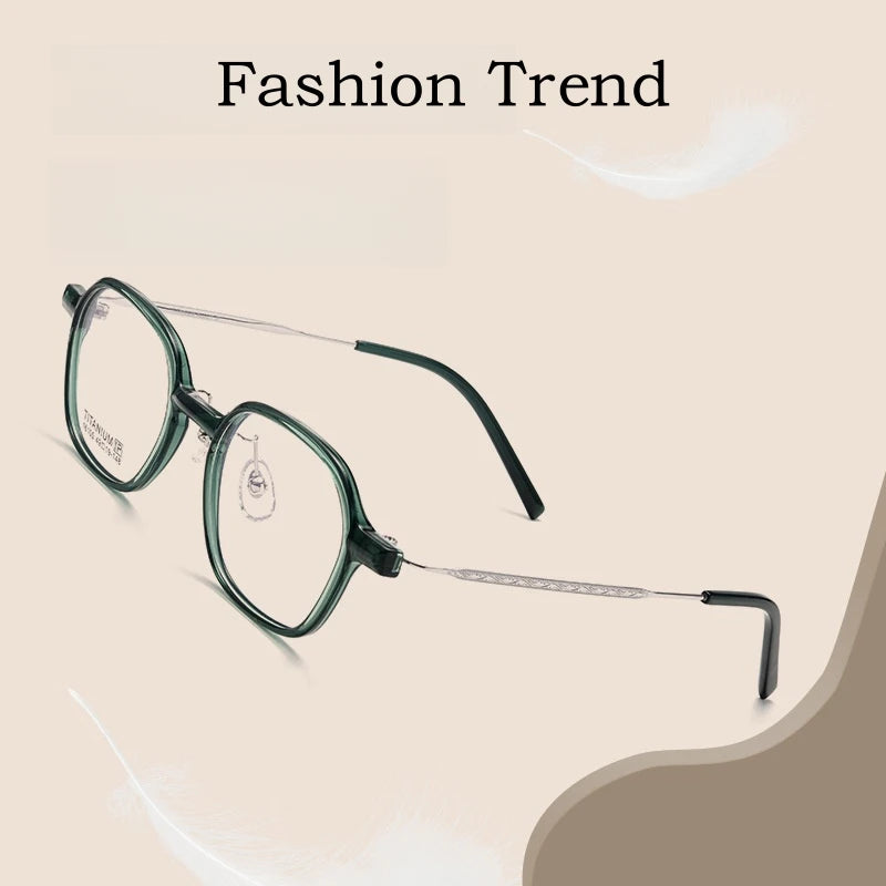 YIMARUILI Trendy Fashion Polygonal Men's Eyewear Ultra-Light Retro TR90 Titanium Optical Prescription Women's Eyeglass Frame 05X