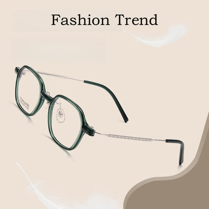 YIMARUILI Trendy Fashion Polygonal Men's Eyewear Ultra-Light Retro TR90 Titanium Optical Prescription Women's Eyeglass Frame 05X