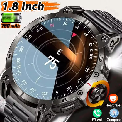 LIGE 760mAh Large Battery Outdoor Smart Watch Men 1.85 inch HD Screen GPS Compass Bluetooth Call IP68 Waterproof Smartwatch 2025
