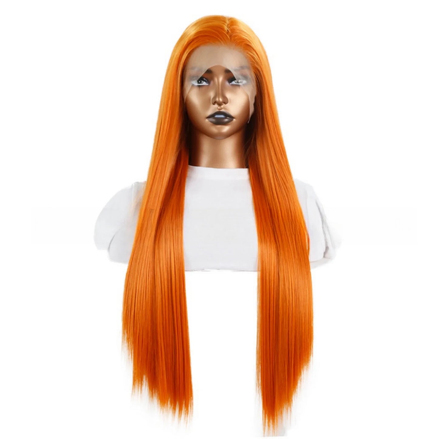 Orange Wig Long Straight Synthetic Lace Front Wig Glueless Wigs for Women Party Cosplay Bright Ginger Hair Lace Frontal Wigs