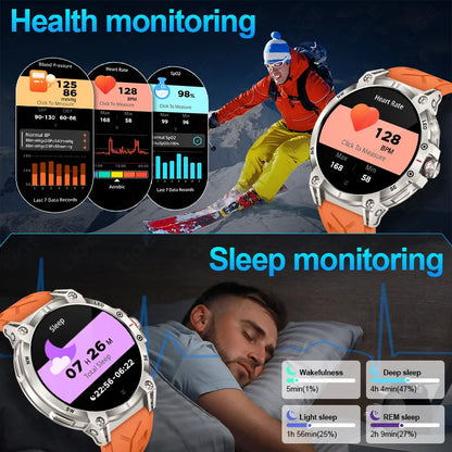 LIGE Outdoor Flashlight Smart Watch 1.85" HD Large Screen GPS Compass Bluetooth Call Fitness Sports IP68 Waterproof Smart Watch