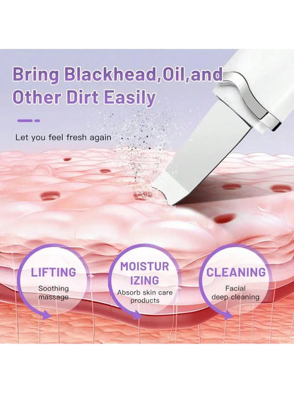 Ultrasonic Skin Scrubber Scrubber Deep Vibrate Facial Cleaner Shovel Face Scrubber Peeling Black Head Remover Facial Massager
