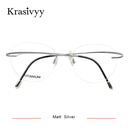 Krasivyy Round Rimless Glasses Frame Men Ultralight Myopia Prescription Eyeglasses Women Vintage Pure Titanium Optical  Eyewear