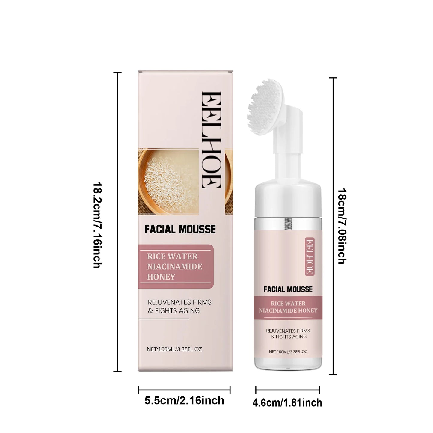 Rice Water Cleansing Mousse Oil Control Deep Cleaning Pores Moisturizing Brightening Soothing Rejuvenation Foam Face Wash Care