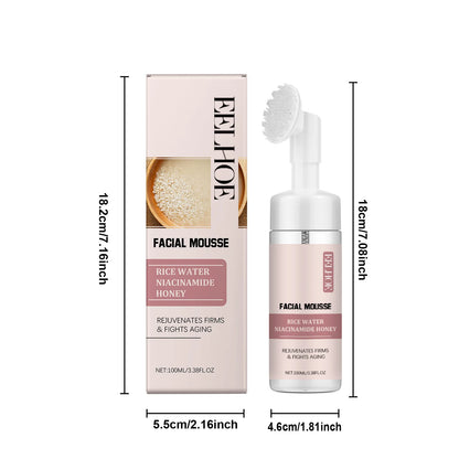 Rice Water Cleansing Mousse Oil Control Deep Cleaning Pores Moisturizing Brightening Soothing Rejuvenation Foam Face Wash Care
