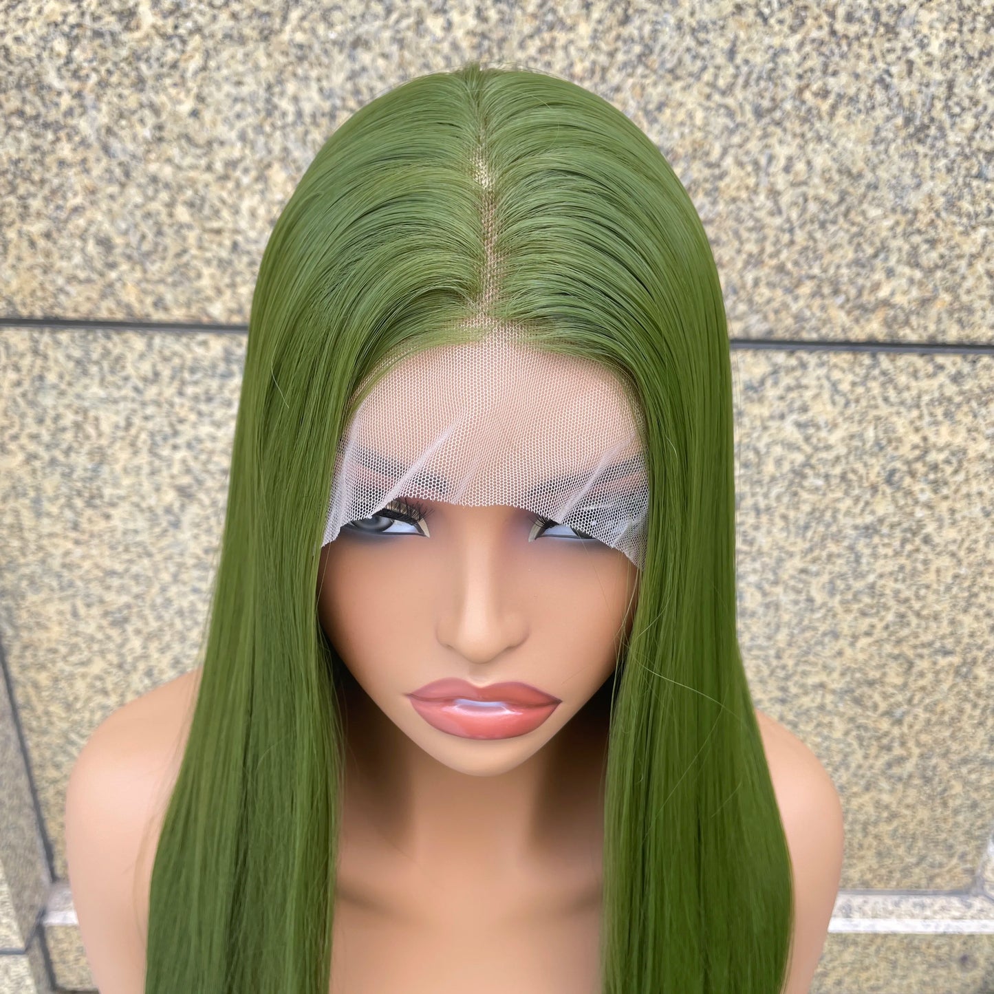Grass Green 13x4 Synthetic Lace Front Wig for Woman Natural Hairline Long Silky Straight Wig 26 Inch High Quality Glueless Wig
