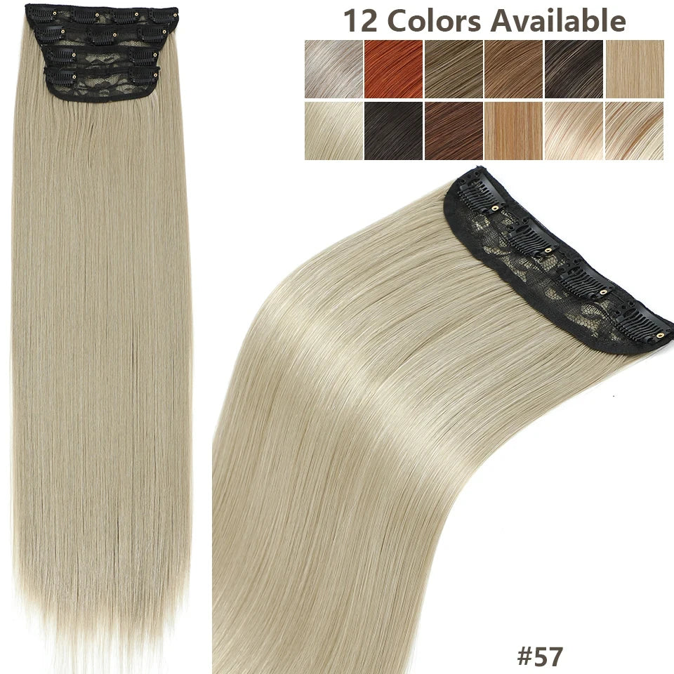 26 Inches Clips IN Straight Brown 12# Colored Ombre Blond P27/30/613 Hair Extensions 4Pcs/pack Silky Straight High Temperature
