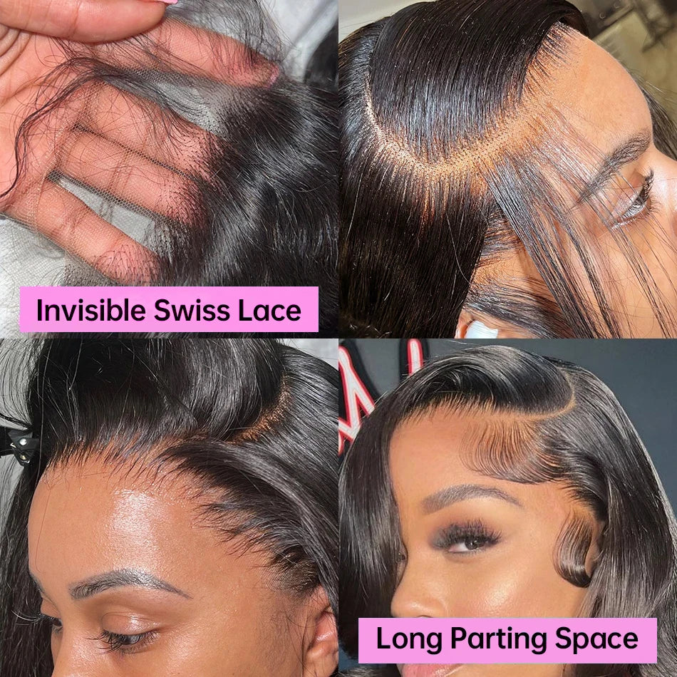 Glueless Brazilian Body Wave Lace Front Wigs 13x4 Transparent Lace Frontal Human Hair Wigs For Women Short Bob Wigs Pre Plucked