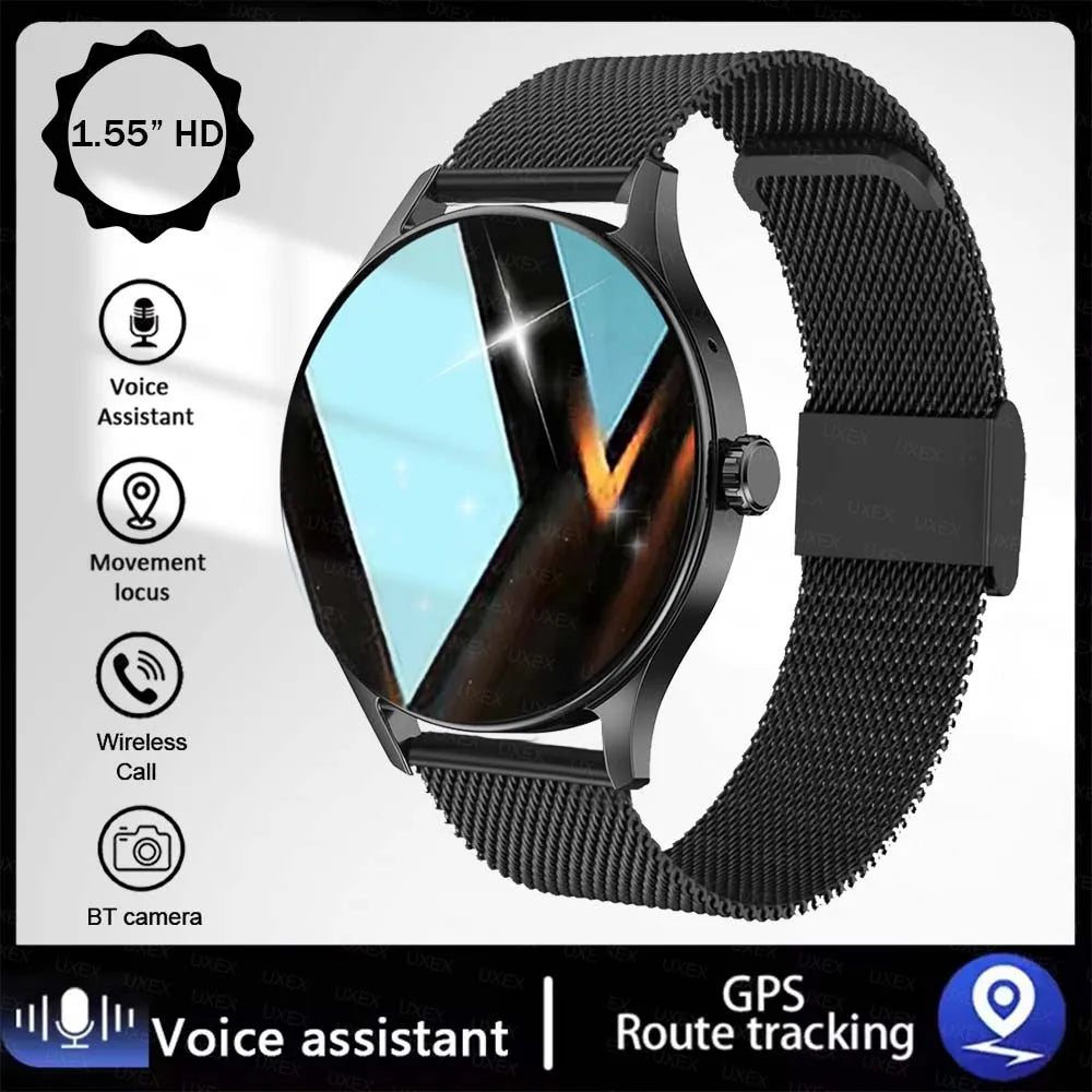 Fashion Smart Watch Plus 1.55 HD For Men And Women App Control BT Call Health Tracker Custom Photo Surprise Gift Business Watchs