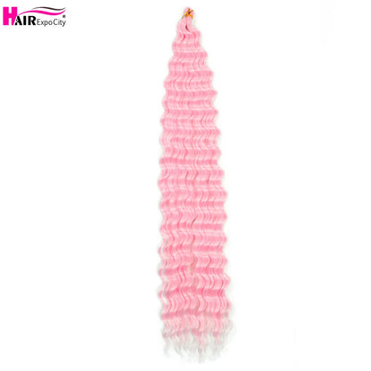 Ocean Wave Crochet Hair Extensions 30Inch Synthetic Deep Twist Curly Crochet Braids Soft Bohemian Water Wave Braid Hair