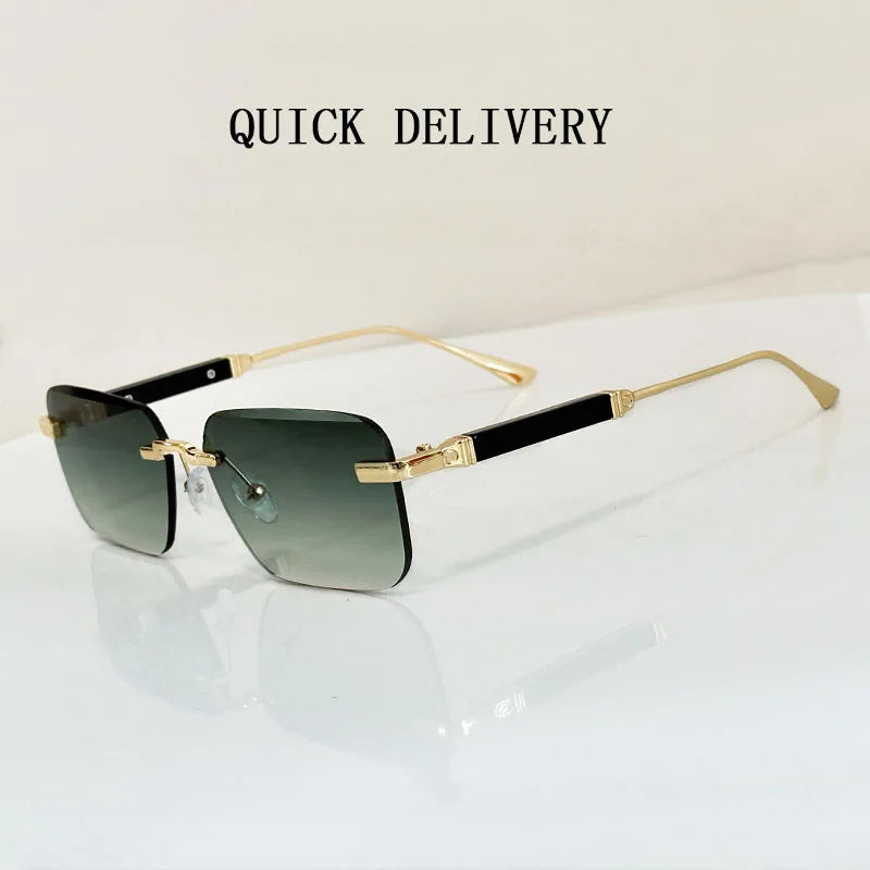 New 2024 Square Sunglasses Women Trendy Vintage Designer Rimless Sunglasses For Men Vacation Fashion Glasses Lentes De Sol Mujer