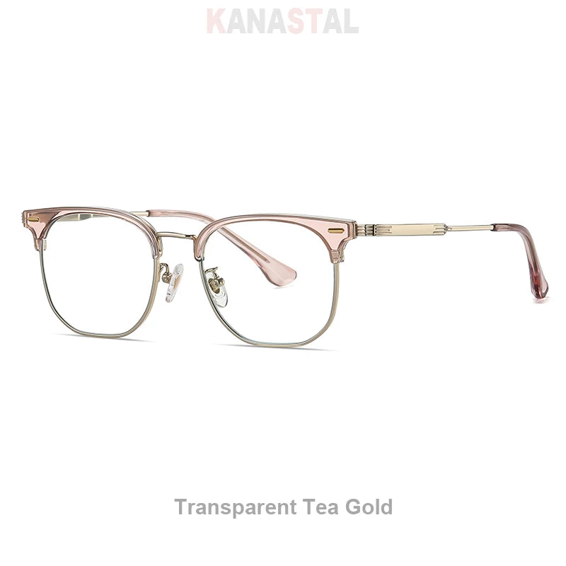 Women Titanium Eyeglasses Frame Men Blue Light Blocking Glasses Literary Square Computer Goggles Anti Rays Optics Eyewear Frame