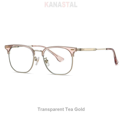 Women Titanium Eyeglasses Frame Men Blue Light Blocking Glasses Literary Square Computer Goggles Anti Rays Optics Eyewear Frame