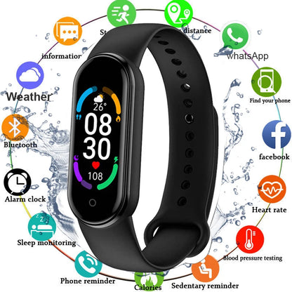 M6 Smart Bracelet Multi-Function Heart Rate Blood Pressure Monitor Step Music Sleep Monitoring M6 Smart Fitness Sports Watch