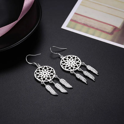 925 Sterling Silver Earrings For Woman Classic Designer Party Engagement Wedding Jewelry Dream Catcher Feathers Fine Jewelry