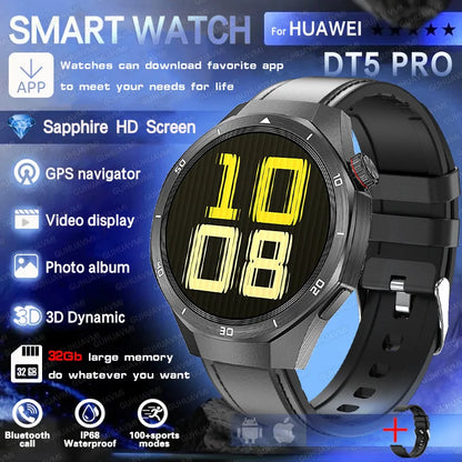 DT5 Pro Watch 32Gb Memory Local Music Bluetooth Call GPS Tracker Compass 3D Menu Bluetooth Smart Watch Men Women 2025